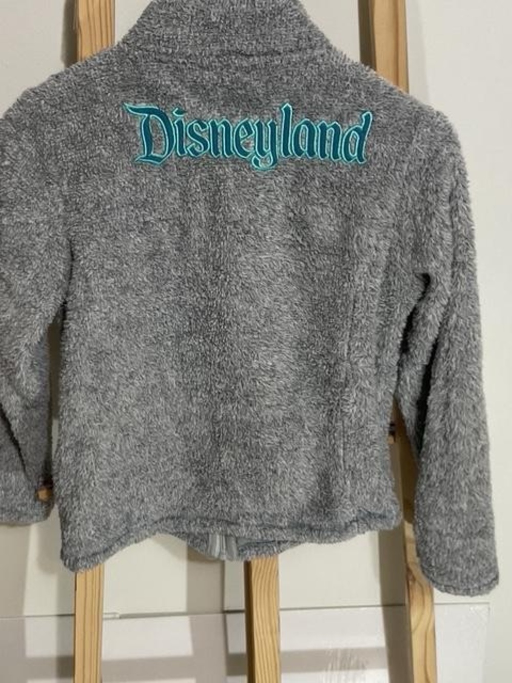 Disney Gray Sherpa Jacket with Teal Disneyland Script